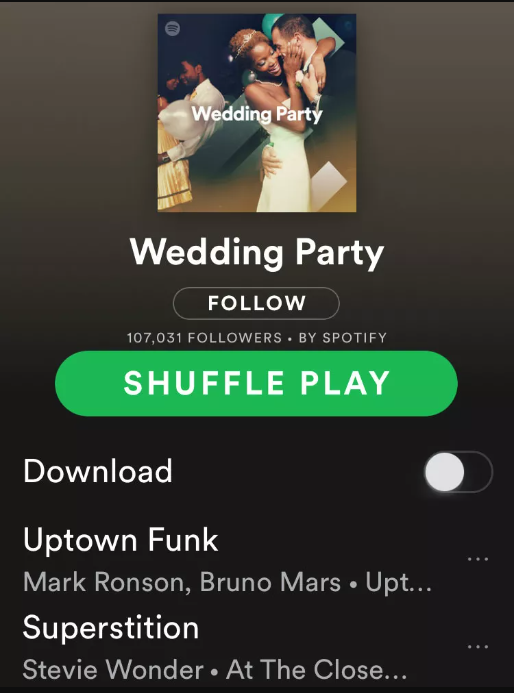 Spotify Wedding Playlist